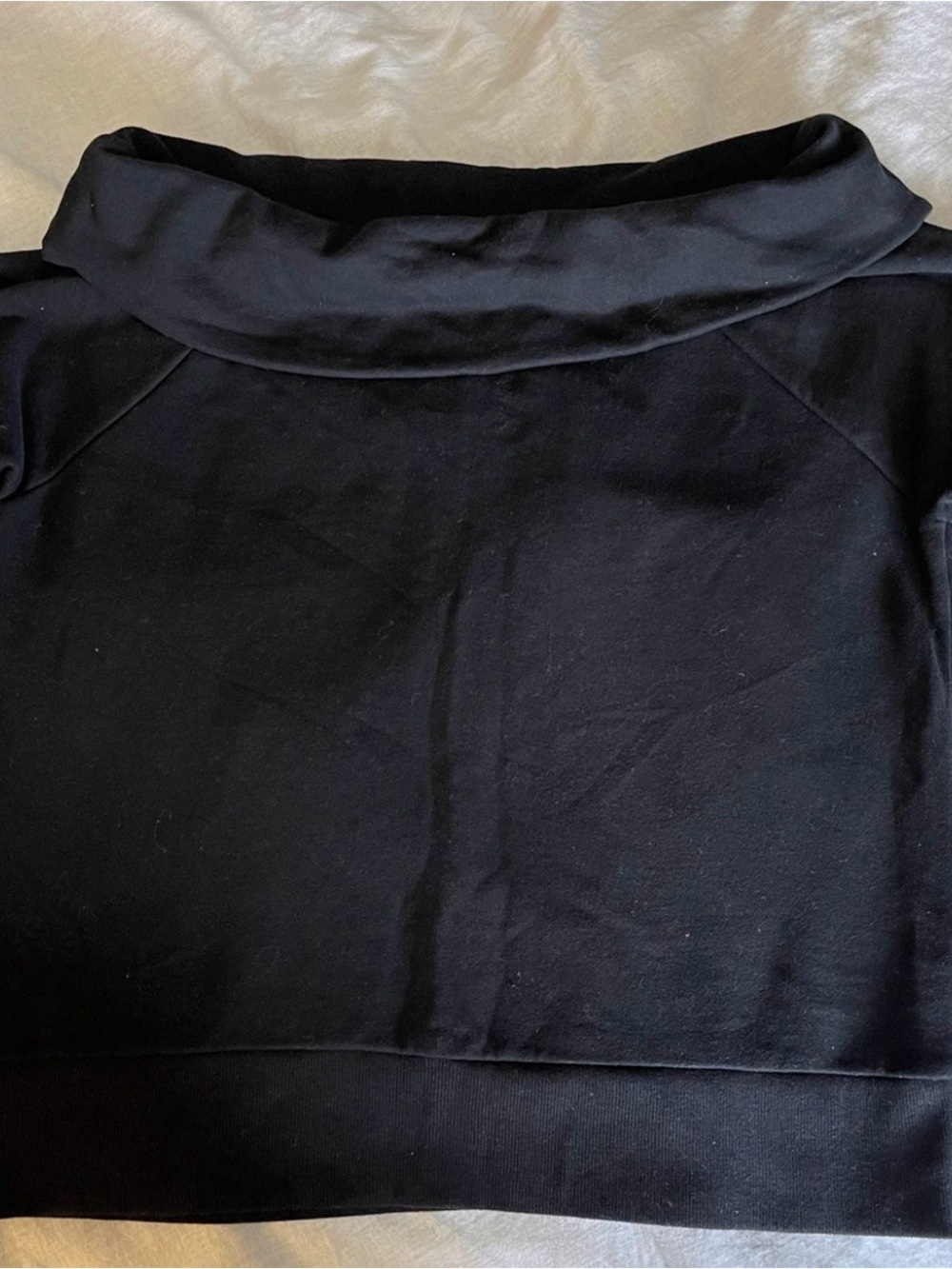 Black Funnel Neck Crop Sweatshirt